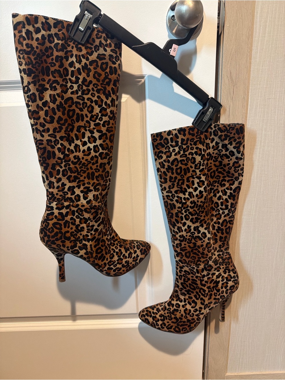 Leopard Print Knee-High Women's Boots - Brown